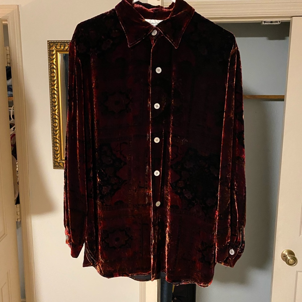 Coldwater Creek crushed velvet vintage blouse Small - Picture 4 of 8